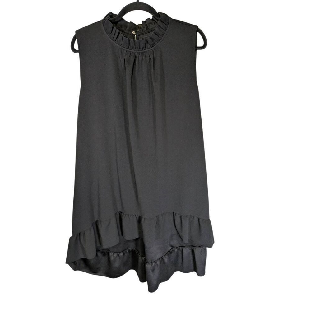 Lane Bryant Blouse Black High Neck Sleeveless Ruffle Collar & Hem Women's 22/24